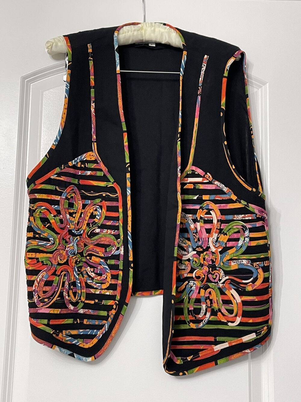 Vtg Dorothy Schoelen Platinum Women's Vest Size L Colorful Abstract Floral Art